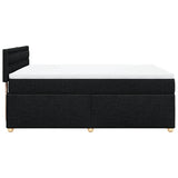Box Spring Bed with Mattress Black Queen Fabric - 45-Degree Angle