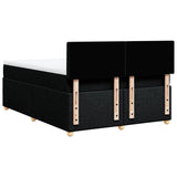 Box Spring Bed with Mattress Black Queen Fabric - Rear View
