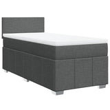 Box Spring Bed with Mattress Dark Grey King Single Fabric - Front View