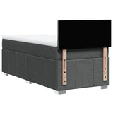 Box Spring Bed with Mattress Dark Grey King Single Fabric - Rear View