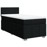Box Spring Bed with Mattress Black King Single Fabric - Front View
