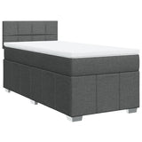 Box Spring Bed with Mattress Dark Grey King Single Fabric - Front View
