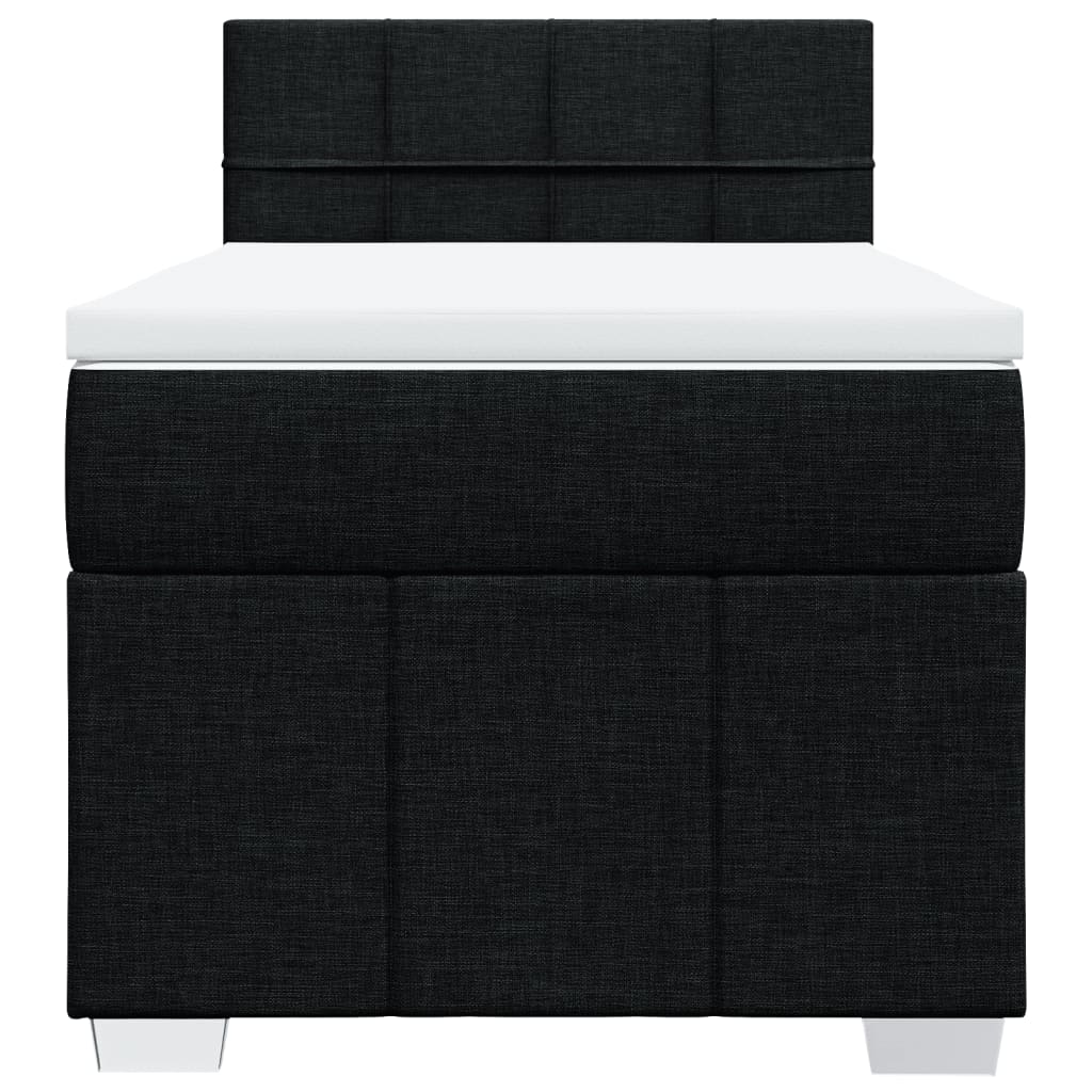 Box Spring Bed with Mattress Black King Single Fabric