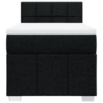 Box Spring Bed with Mattress Black King Single Fabric