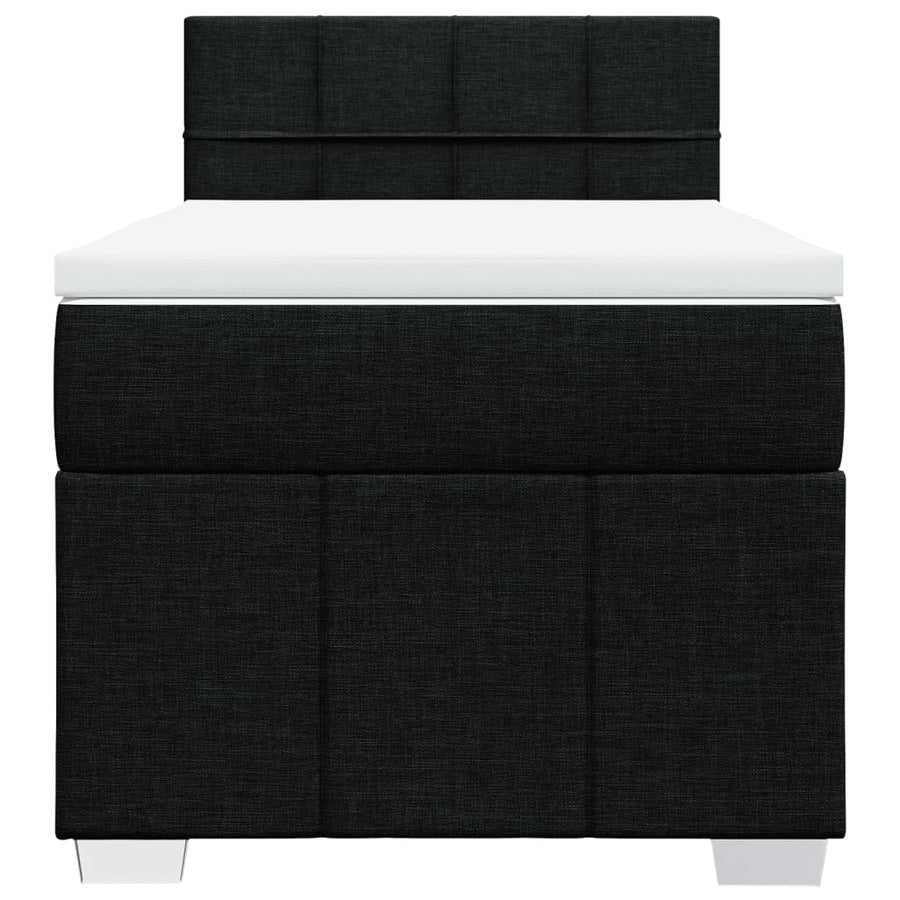 Box Spring Bed with Mattress Black King Single Fabric