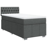 Box Spring Bed with Mattress Dark Grey King Single Fabric - Front View