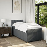 Box Spring Bed with Mattress Dark Grey King Single Fabric - Side View