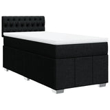 Box Spring Bed with Mattress Black King Single Fabric - Front View