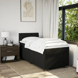 Box Spring Bed with Mattress Black King Single Fabric - Side View