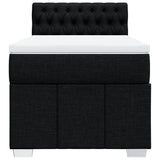 Box Spring Bed with Mattress Black King Single Fabric