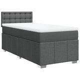 Box Spring Bed with Mattress Dark Grey King Single Fabric - Front View