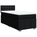 Box Spring Bed with Mattress Black King Single Fabric