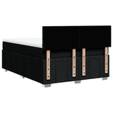 Box Spring Bed with Mattress Black Double Fabric - Rear View