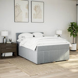 Box Spring Bed with Mattress Dark Grey Double Fabric - Side View