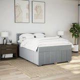Box Spring Bed with Mattress Dark Grey Double Fabric