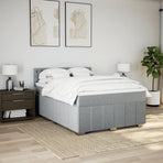 Box Spring Bed with Mattress Dark Grey Double Fabric
