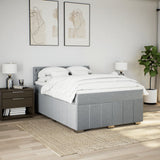 Box Spring Bed with Mattress Dark Grey Double Fabric - Side View