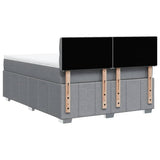 Box Spring Bed with Mattress Dark Grey Double Fabric - Rear View