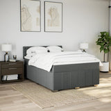 Box Spring Bed with Mattress Black Double Fabric - Side View