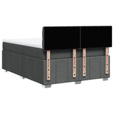 Box Spring Bed with Mattress Black Double Fabric - Rear View