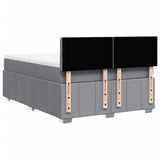 Box Spring Bed with Mattress Dark Grey Double Fabric - Rear View