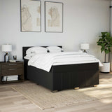 Box Spring Bed with Mattress Black Queen Fabric - Side View