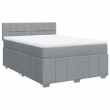 Box Spring Bed with Mattress Dark Grey Queen Fabric - Front View