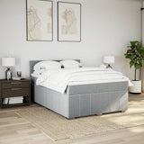 Box Spring Bed with Mattress Dark Grey Queen Fabric - Side View