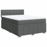 Box Spring Bed with Mattress Black Queen Fabric