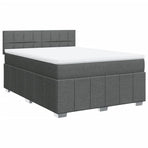 Box Spring Bed with Mattress Black Queen Fabric