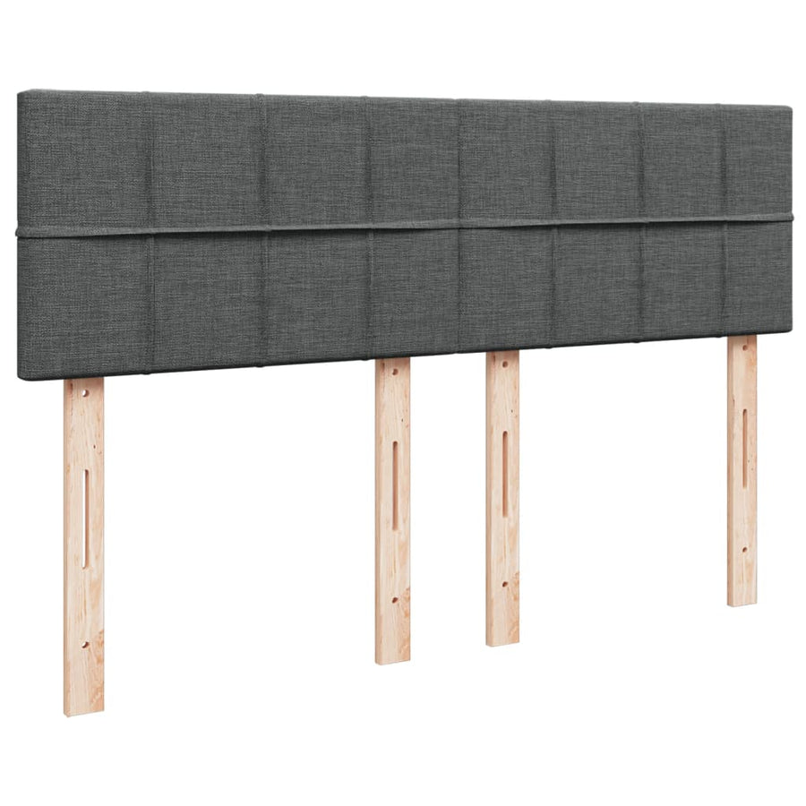 Box Spring Bed with Mattress Black Queen Fabric