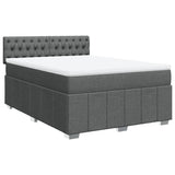 Box Spring Bed with Mattress Black Queen Fabric - Front View