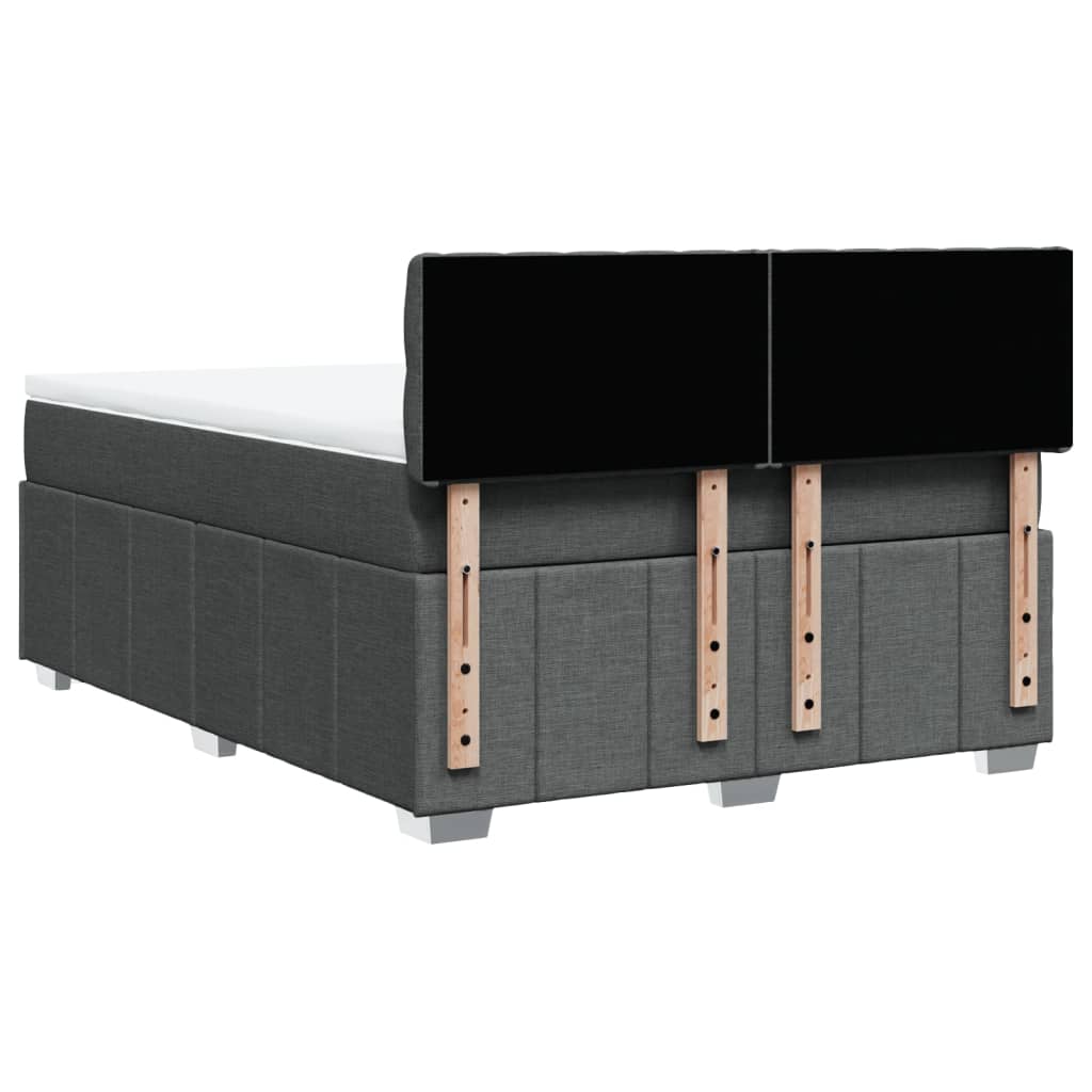 Box Spring Bed with Mattress Black Queen Fabric