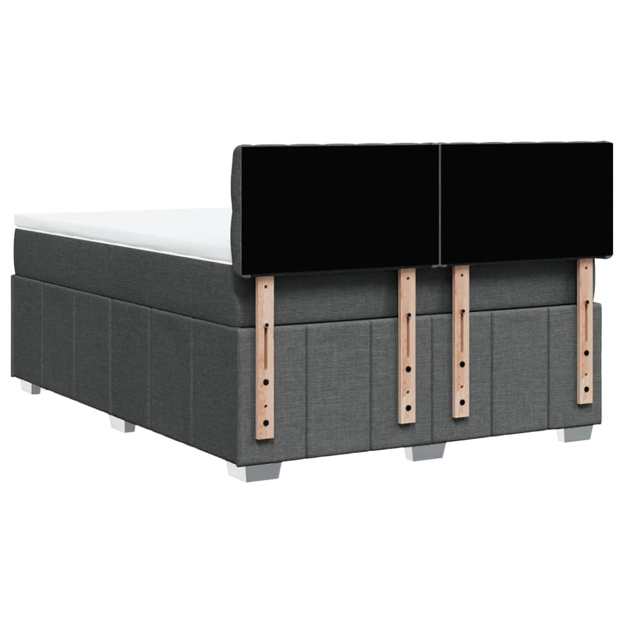 Box Spring Bed with Mattress Black Queen Fabric