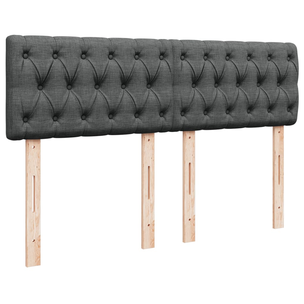 Box Spring Bed with Mattress Black Queen Fabric