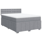 Box Spring Bed with Mattress Dark Grey Queen Fabric - Front View