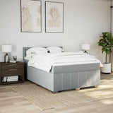Box Spring Bed with Mattress Dark Grey Queen Fabric - Side View