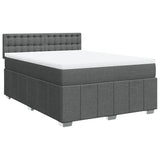 Box Spring Bed with Mattress Black Queen Fabric - Front View