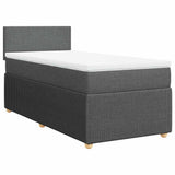 Box Spring Bed with Mattress Dark Grey King Single Fabric - Front View