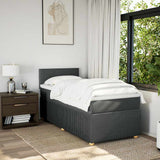 Box Spring Bed with Mattress Dark Grey King Single Fabric - Side View