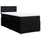 Box Spring Bed with Mattress Black King Single Fabric - Front View