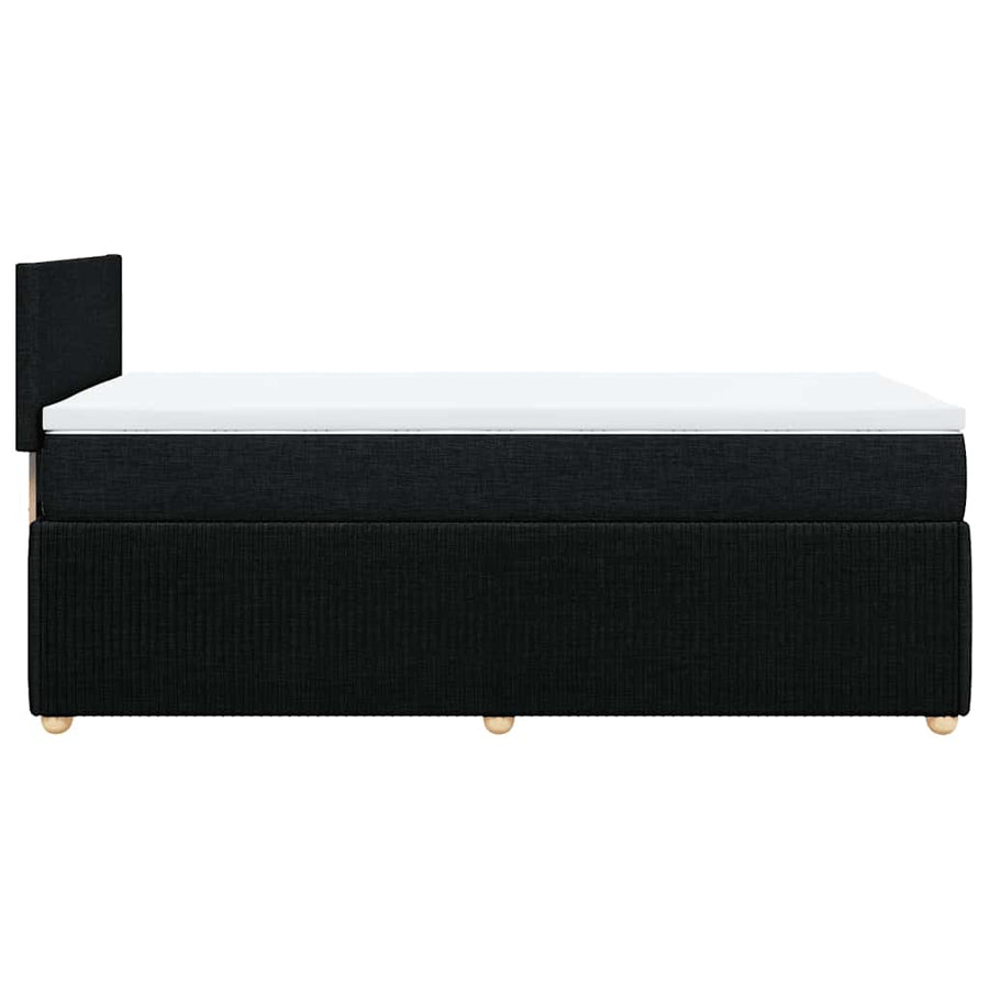Box Spring Bed with Mattress Black King Single Fabric