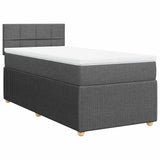 Box Spring Bed with Mattress Dark Grey King Single Fabric - Front View
