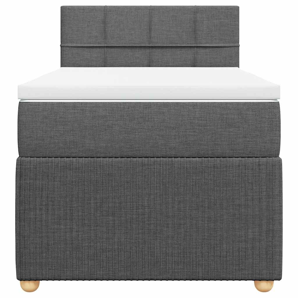 Box Spring Bed with Mattress Dark Grey King Single Fabric