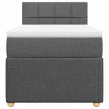 Box Spring Bed with Mattress Dark Grey King Single Fabric - Top-Down View