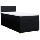 Box Spring Bed with Mattress Black King Single Fabric - Front View