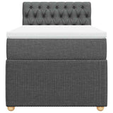 Box Spring Bed with Mattress Dark Grey King Single Fabric - Top-Down View