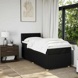 Box Spring Bed with Mattress Black King Single Fabric - Side View