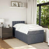 Box Spring Bed with Mattress Dark Grey King Single Fabric - Side View