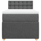 Box Spring Bed with Mattress Dark Grey King Single Fabric